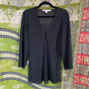 Vintage 90's Victoria's Secret Black Sheer Tunic Top Size Small